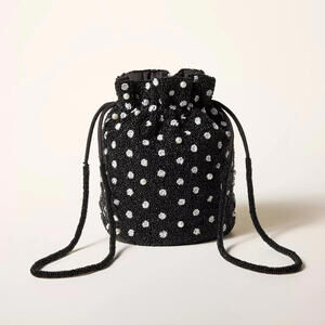 Kate Spade x Target Black & White Beaded Polka Dot Drawstring Bucket Bag